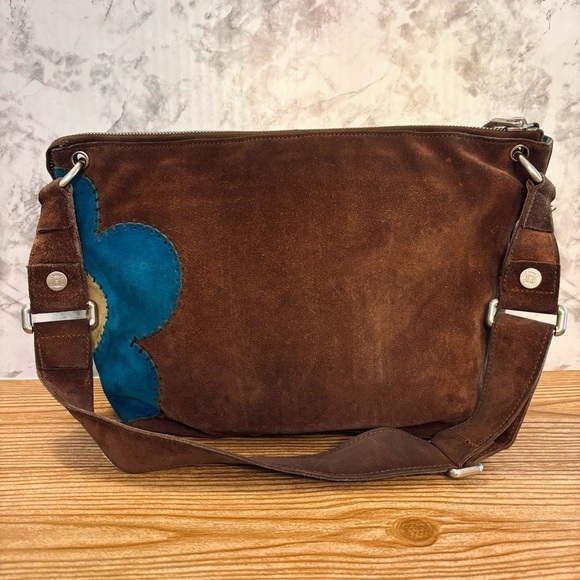 Celine Vintage Spring 2002 Leather Suede Patchwork Floral Shoulderbag Purse - Picture 3 of 15